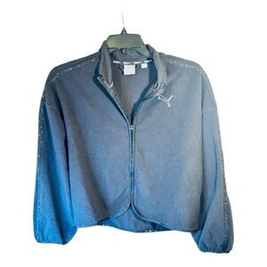 Puma Train black fleece cropped blazer sweater style Jacket